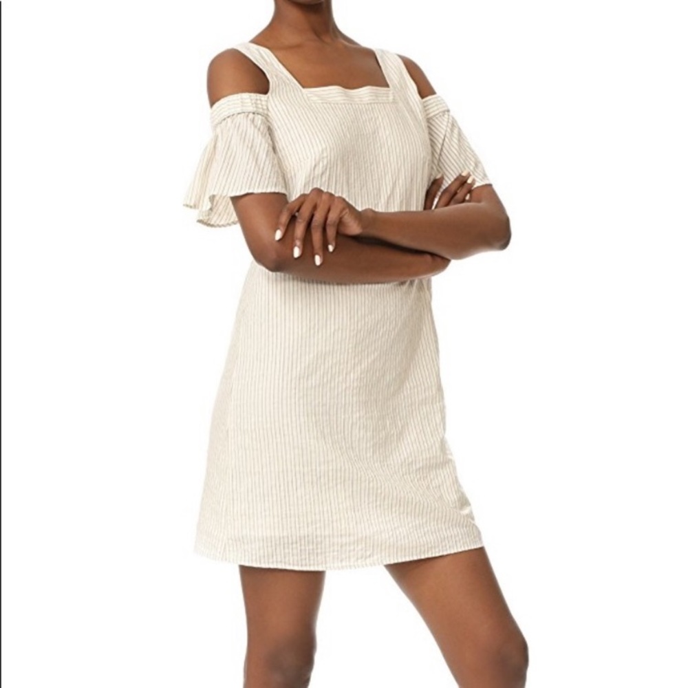 Madewell Pinstripe Cold Shoulder Dress